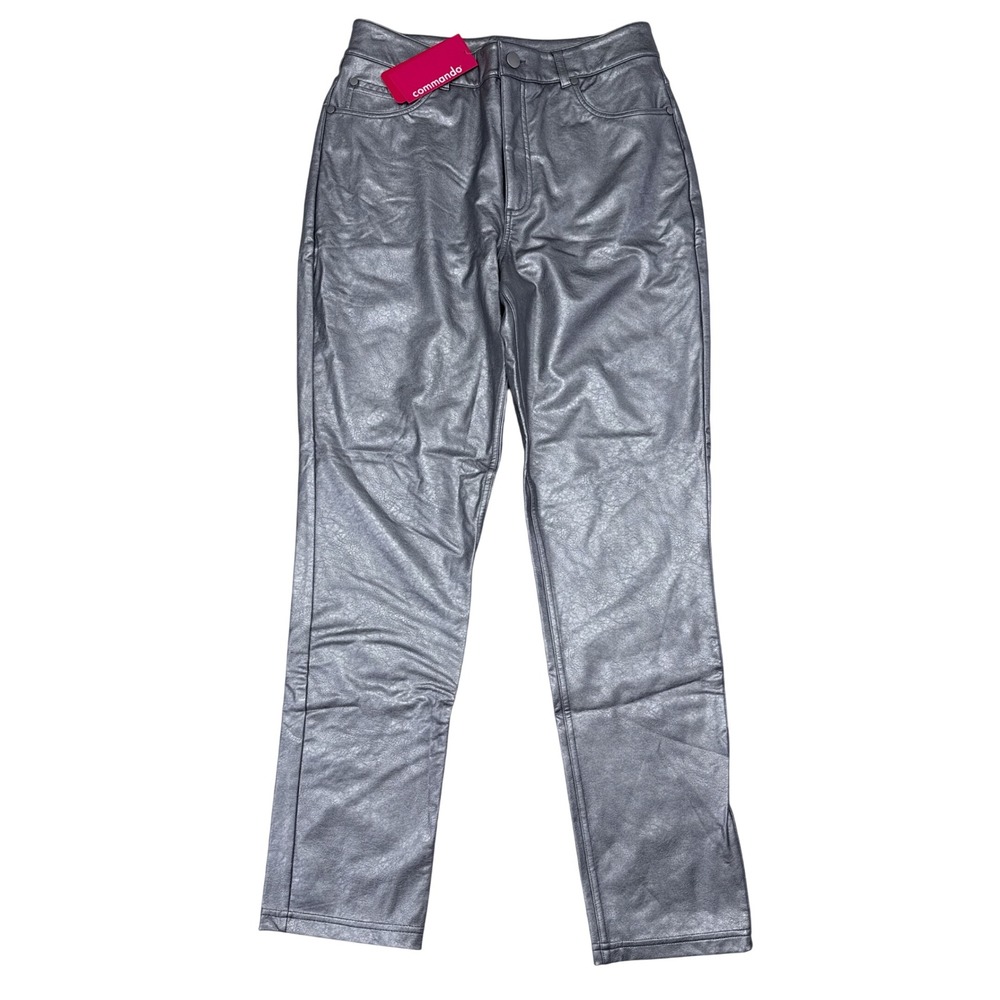 Commando Faux Leather 5 Pocket Pants Womens Size Small Platinum Silver NEW